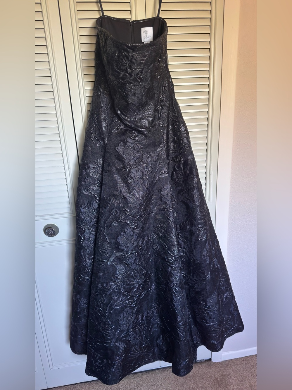 As It May Black Strapless Jacquard Ball Gown